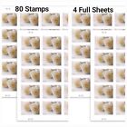 80 Self Stick Forever Stamps White Rose 4 Sheets Panes Wedding Shower Rsvp