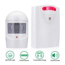 New Driveway Patrol Garage Motion Sensor Security Infrared System Doorbell-White