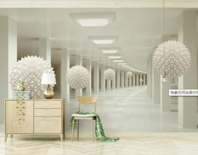 3D Space Abstract Corridor Self-adhesive Removeable Wallpaper Wall Mural