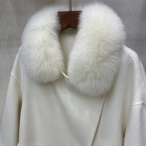 Cappotto donna lana vera pelliccia collo polsino tinta unita lusso pelliccia cappotto inverno caldo - Foto 26 di 43