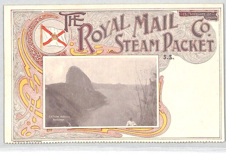 BRAZIL Maritime GB ADVERT Rio BOTAFOGO Postcard *RMSPCo* Art Nouveau SHIPS PF129