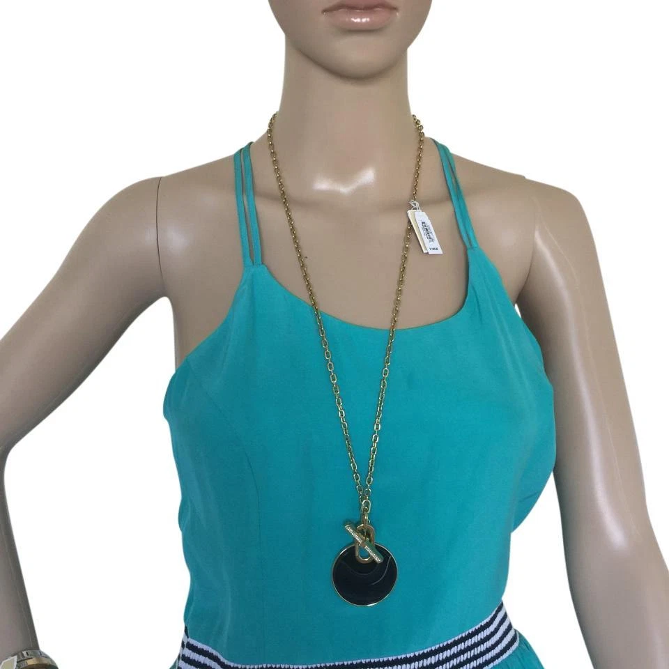 Collar Michael Kors Ágata Negra + Cuarzo Pavé Cristal Tono Dorado MKJ4607710, NUEVO CON ETIQUETAS Foto 2 de 4