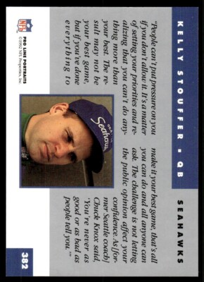 1992 Pro Line Football Card Kelly Stouffer Seattle Seahawks #382