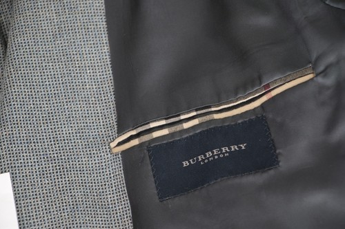 Men's 42 R Burberry London Gray Silk & Wool Check Sport Coat Blazer Jacket - Picture 11 of 16