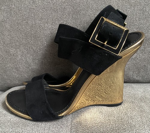 Louis Vuitton Sandale Jaia Schwarz Gold Metall Keilabsatz & Schnalle Gr. 36 / 5,5 - Bild 2 von 9