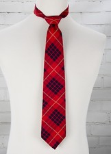 Brooks Brothers 100% All Silk Necktie 60" Made in USA - Red/Navy Blue Plaid
