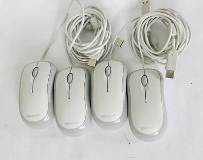 Microsoft Basic Optical Mouse v2.0 Model 1113- Lot of 4 - Tested and Works