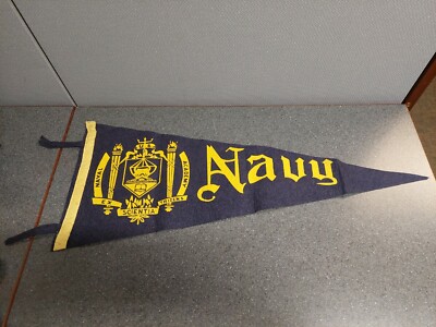 VINTAGE 1950'S (?) NAVY NAVAL ACADEMY EX TRIDENS SCIENTIA PENNANT