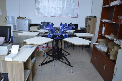 INTBUYING 6 Color 6 Station Screen Printing Machine Adjust Rotary Press Shirt Equipment