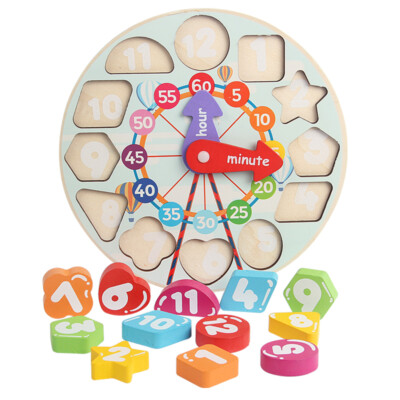 Kinder Holz Holz Lernen Uhr Formsortierer Puzzle frühes pädagogisches Spielzeug UK
