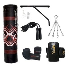 BMAX 4ft Heavy Punch Bag + Chain + Bracket Punchbag kick boxing set MMA
