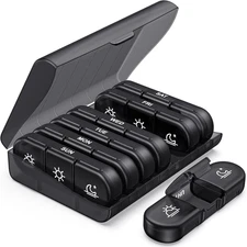 Weekly Pill Organizer 3 Times a Day, Portable Travel Pill Box 7 Day with Large