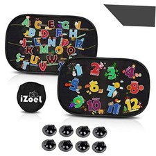 Car Sun Shade for Baby Kids 2 Pack Static Cling Side Window Car 80GSM ABC 123