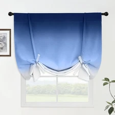 Yakamok Ombre Room Darkening Tie 42"W x 63"L (Pack of 1), Greyish White/Blue 