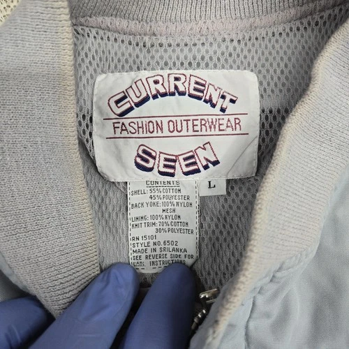 Vintage Current Seen Jacket Mens Large Gray Bomber Lightweight Zip Pockets 80s image 5