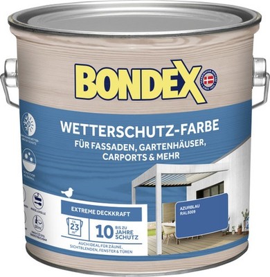 Bondex Wetterschutzfarbe 2,5 L azurblau  Holzschutzlasur