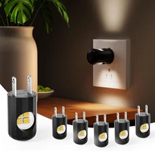 6-Pack LED Plug-In Night Lights – Dusk-to-Dawn Sensor, Soft White 3000K