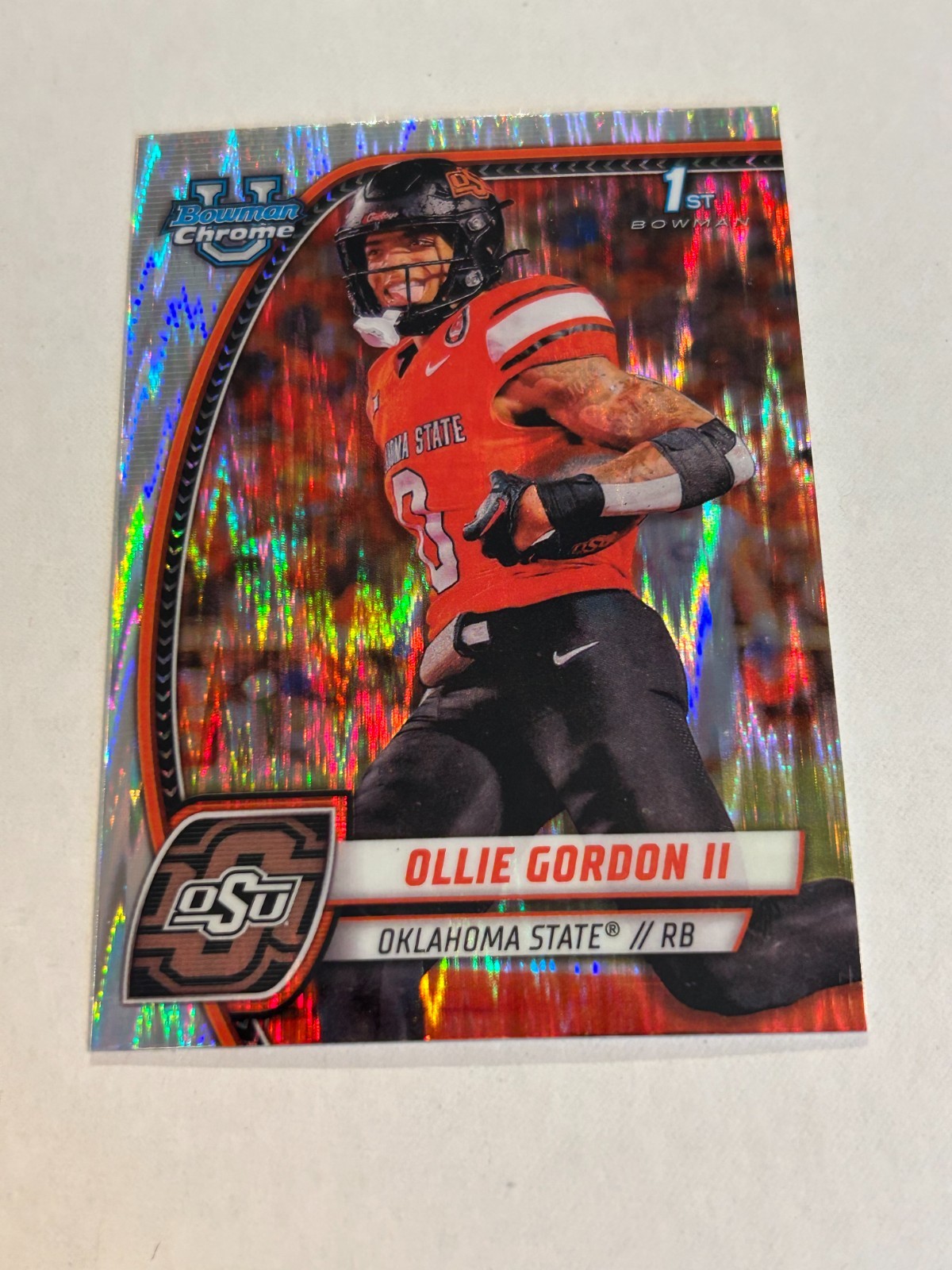2024 BOWMAN CHROME U OLLIE GORDON #197 STEALTH REFRACTOR ROOKIE OSU DOLPHINS