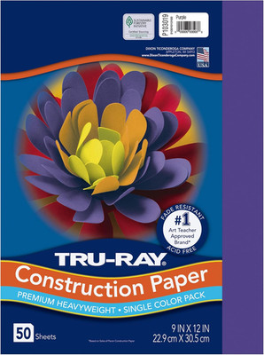 Tru-Ray  Construction Paper, 50% Recycled, 9'' X 12'', Purple, Pack of 50