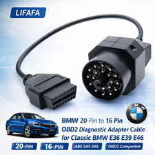 Bmw 20 Pin To Obd2 16 Pin Adapter Cable Diagnostic Tool E36 E39 E46 Au