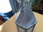 Antique 14” Hexagon Bronze Copper Porch Scone Light Textured Glass Wall Mount — photo 2