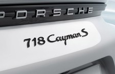 Porsche 718 Cayman S OEM Glossy Black Emblem Nameplate