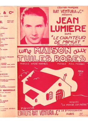 JEAN LUMIÈRE FILM PARTITION MAISON TUILES ROSES CHANTEUR MINUIT MISRAKI HORNEZ - Photo 1/2