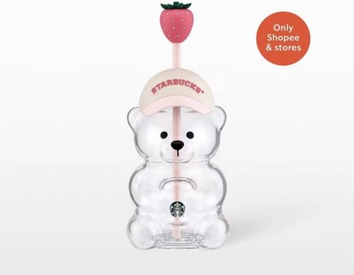Starbucks Pink Strawberry Bear Glass Cold Cup Bearista Summer 2026