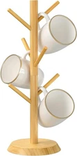 Coffee Cups Mug Tree Hanging Stand with 6 Hooks for Large Mugs Countertop Decor