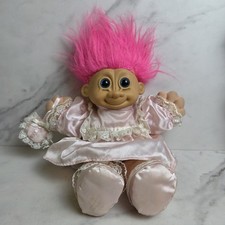 Russ Berrie Ballerina Troll Kidz Doll Blue Eyes Pink Tutu 12" Bright Pink Hair