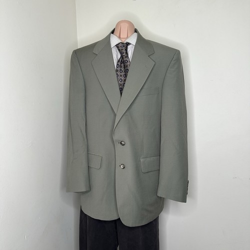 Savile Row Mens Sport Coat Blazer Suit Jacket 41R 45" Gray 2 Button Wool*