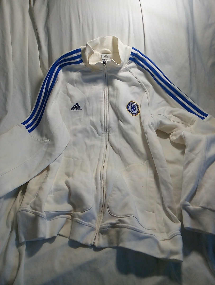 Adidas Chelsea FC Football Club Men's XL Track Jacket White And