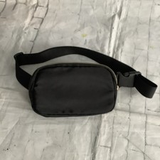 Unisex VINYL BLACK FANNY PACK BELT BAG GOLD ZIPPER Padded