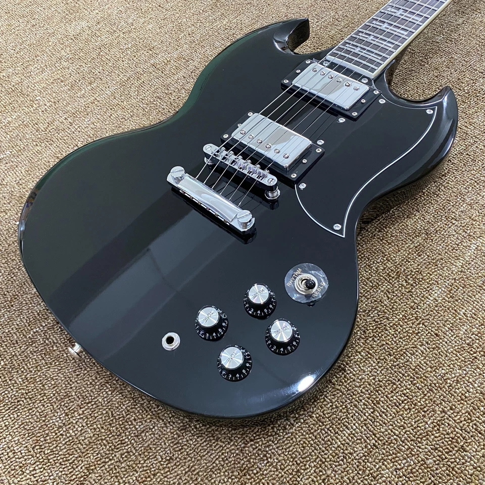 SG Tony Iommi Electric Guitar Black Cross inlaid fingerboard mahogany body - Image 3 of 4