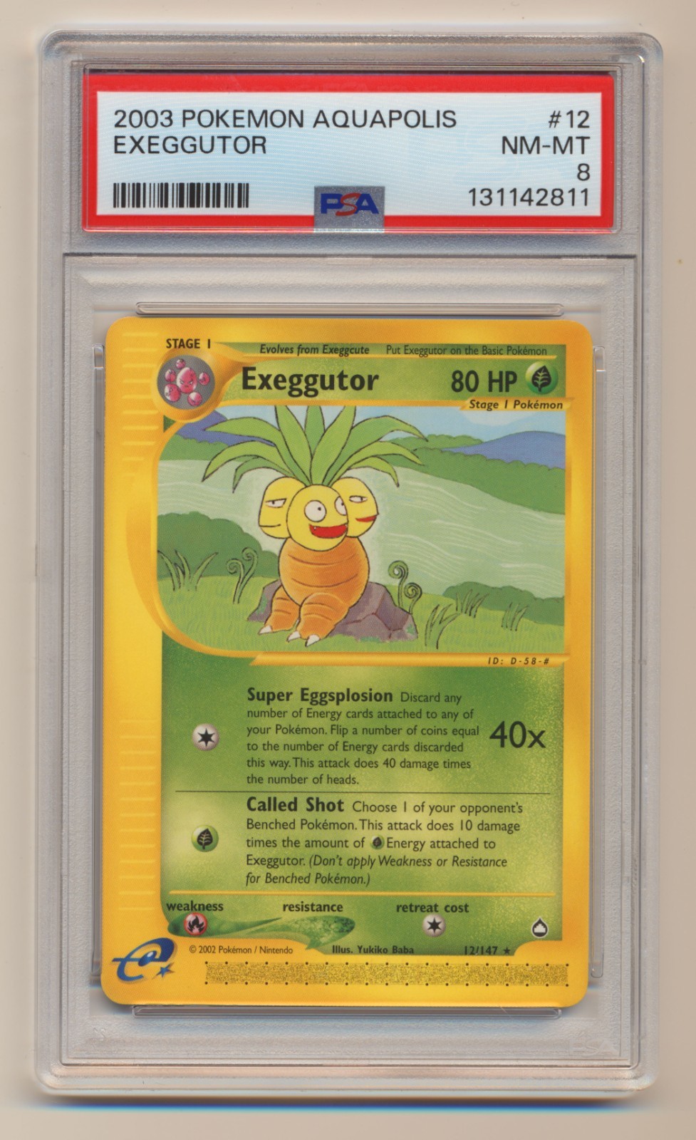 PSA 8 Pokemon Aquapolis Rare Exeggutor 12/147 NM/MINT Condition!!
