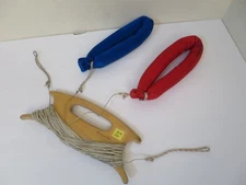 Dual Line 2 Line Stunt Kite Wood Line Winder Holder w Padded Wrist Straps & Line