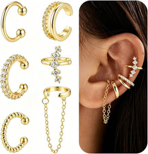 Ear Cuffs Non Piercing Chunky/Thin 14K Gold Plated Ear Cuff Earrings for Women D