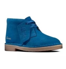 Image of Clarks DESERT BOOT 2 Boys Blue Suede Leather Boots UK Size 12 G EU 30 Kids