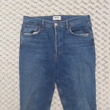 AGOLDE Riley Jeans Womens Straight High Rise Crop Denim Distressed - 30