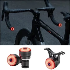 ROCKBROS Bike Handlebar End Plugs Light & Brake Sensing Rear Rechargeable Lights