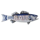 Vintage Fishing Bait Sign - Striped Bass Fish Porcelain Gas Pump Sign