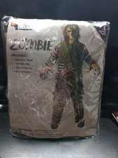 Kids Zombie Costume Spooktacular Creations Size L 10-12 Halloween Hood Mask...