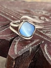 Vintage 925 Sterling Silver Blue Mother of Pearl Ring Size 6, 4g FREE SHIP