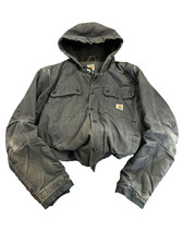 2000s Carhartt Hooded Jacket Grey Workwear Vintage Distressed Streetwear Style