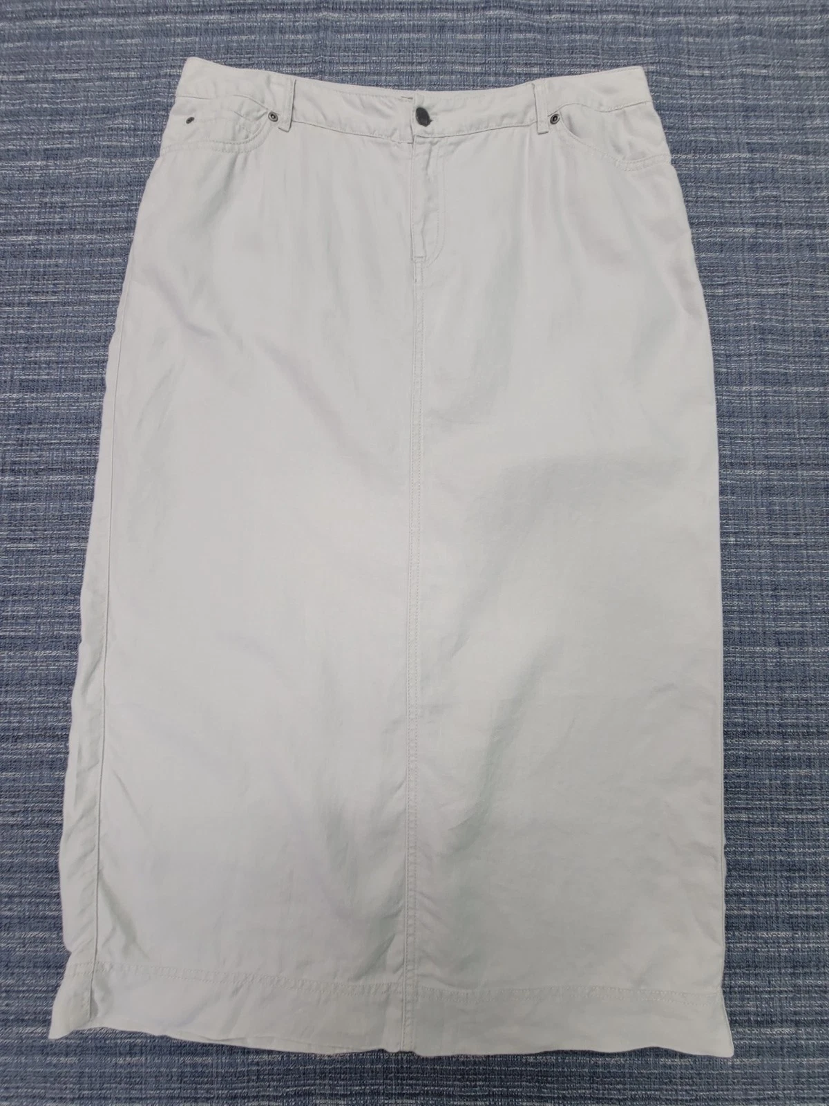 J Jill Skirt Womens 16 White Linen Embroidered Floral Side Zip Maxi Boho Long