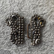 Antique Victorian Gunmetal Cut Steel Shoe Buckles With Crescent Moon Design
