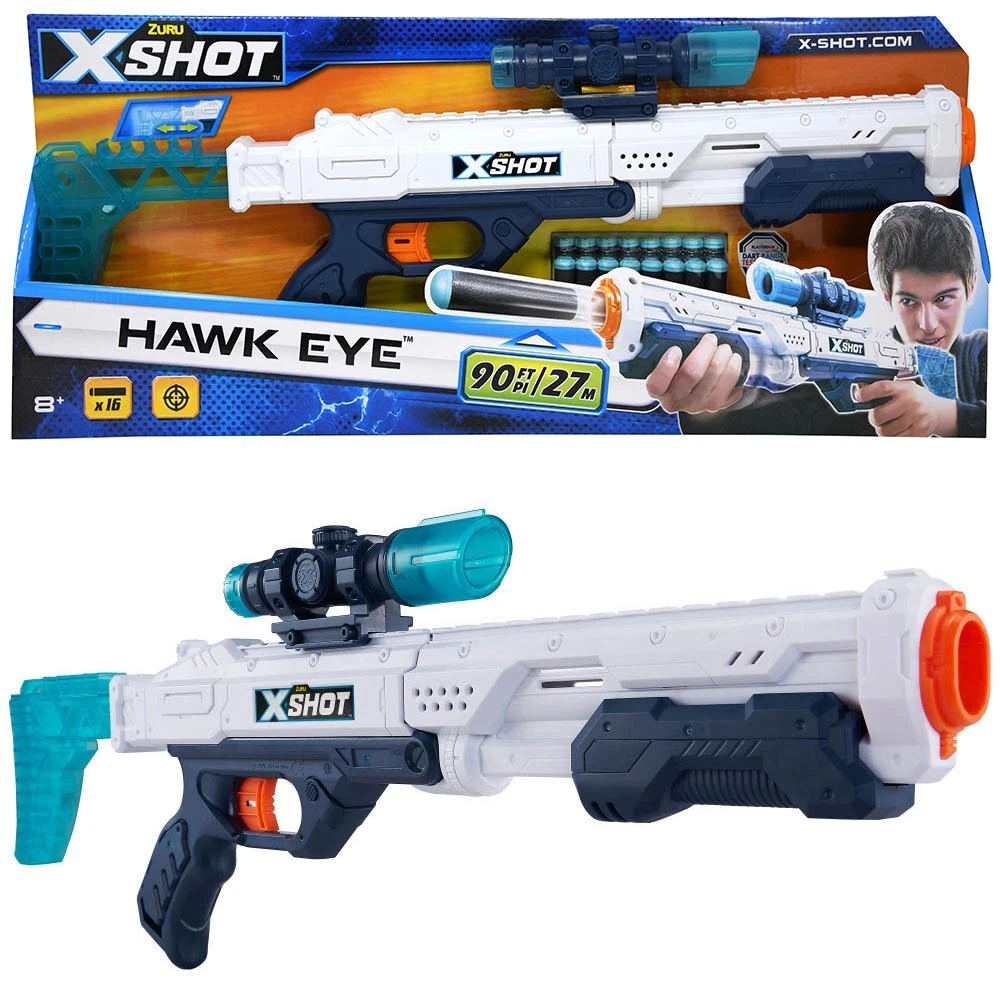 Zuru X-Shot Excel Hawk Eye Toy Dart Blaster Gun - Includes 16 Soft Foam  Darts