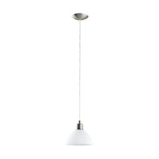 Image of Pendant Light Colour Satin Nickel Shade White Glass Alabaster Bulb E27 1x60W