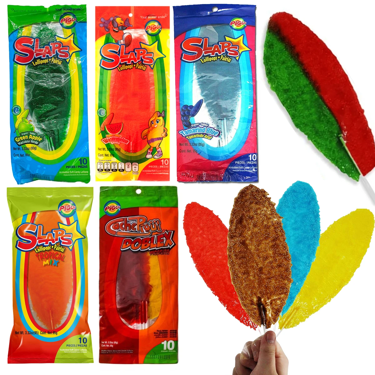 50 Pc Mexican Lollipops Slaps Assorted Flavor Sweet Picosita Spicy