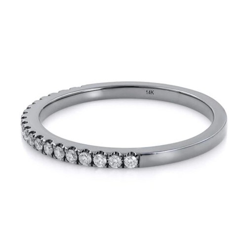 Black Rhodium Plated Diamond Ladies Band Ring 14K White Gold 0.18cttw Size 7 - Picture 2 of 5